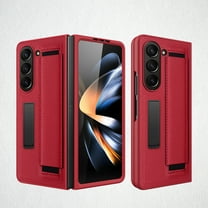 Dteck for Galaxy Z Fold 5 Case with Wristband & Kickstand & Screen Protector, Shockproof Sturdy PC Full Body Protective Case for Samsung Galaxy Z Fold 5 5g,Red