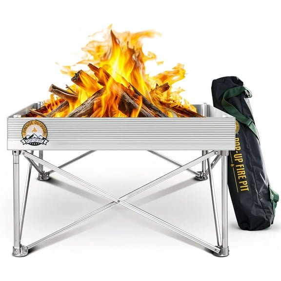 Fireside Outdoor Portable Fire Pit for Camping Fire Pit 24 Inch - Collapsible Pop Up Firepits for Outside, Portable  Pits, Small Firepit for Outside, Weighs 7 lbs, Heat Shield NOT Included
