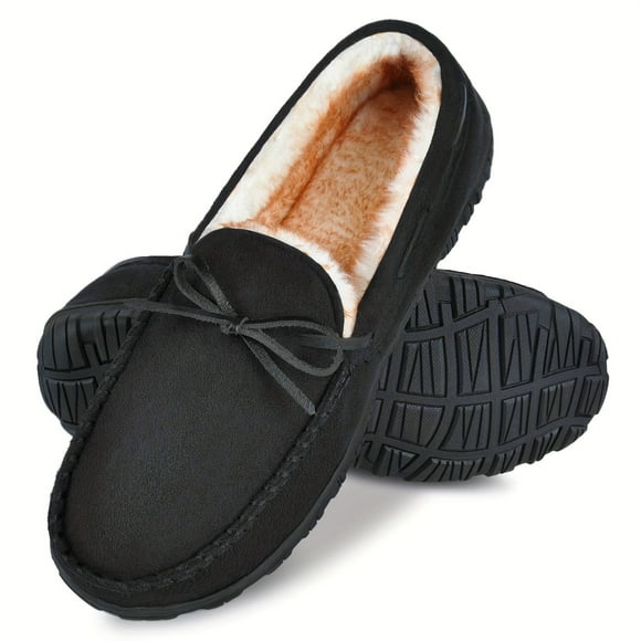 Dosaele Cozy Men‘s Moccasin Slippers - Warm Fuzz Lined Breathable & Non-Slip Sole for Indoor Comfort