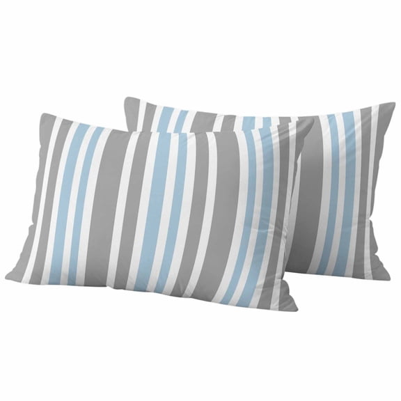Blue Grey Stripes Outdoor Waterproof Pillow Covers, Simple Striped Lines Minimalist Modern Decorative Rectangle Throw Pillowcase Sofa Cushion Sham for Patio/Couch/Chair, 20"x12" 2 Pack
