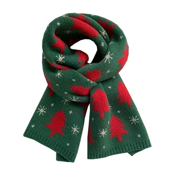 Aofany Fashion Warm Fleece Scarf Soft Lightweight Christmas Tree Printing Autumn Winter Scarves Wraps Xmas Gift for Women Men