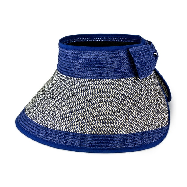 Magid MAGID WOMEN'S PAPER STRAW ROLL UP SUN VISOR WITH VELCRO BOW