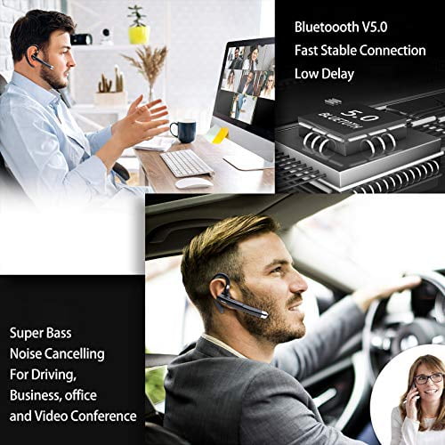 Bluetooth Headset,Bluetooth Earpiece for Cell Phones with MIC,30H with Charging Case,LED Power Display,TONSTEP Bluetooth Earpiece for Business,Office,Driving and Trucker,Bluetooth Headphone in-Ear 