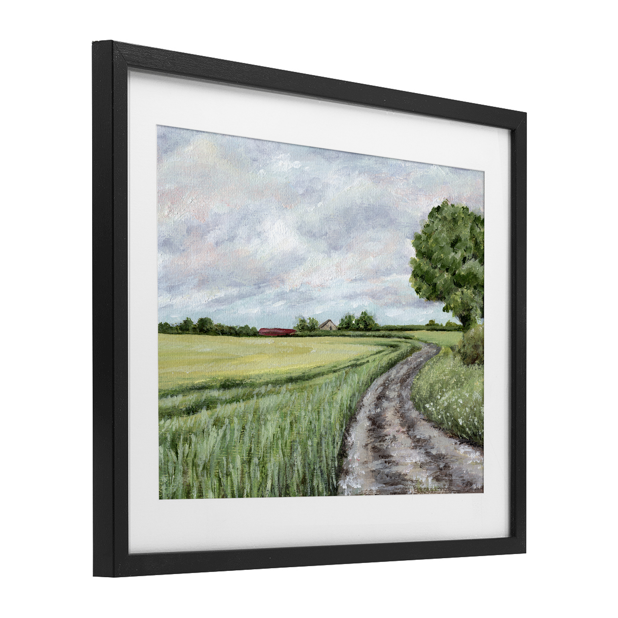 Winding Country Roads Black Framed Print Under Glass, design by Leah Noel Art
