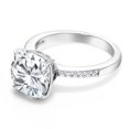 thumbnail image 3 of Gem Stone King 925 Sterling Silver White Moissanite (5.12 Cttw, Cushion 10MM, Available in Size 5, 6, 7, 8, 9), 3 of 5