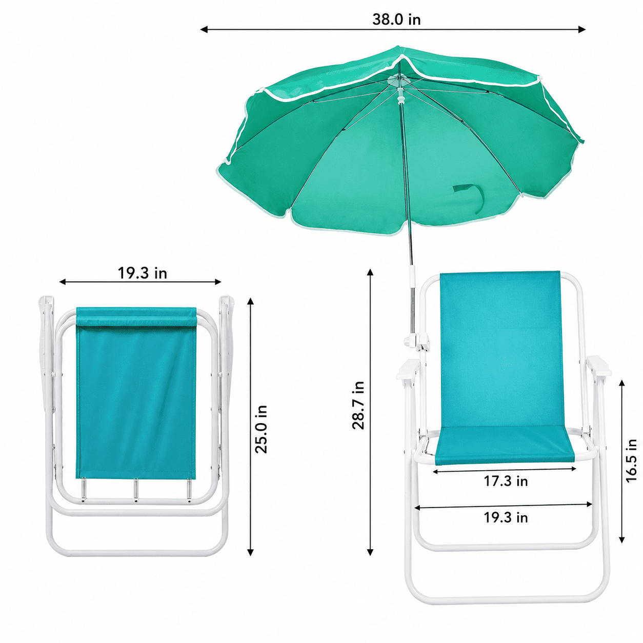 Alvantor Folding Beach Chair with Umbrella, 265 lb Capacity, Mint Green, 1 Pack