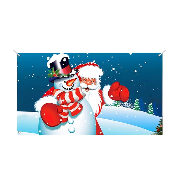 Decoración Navideña Para Puertas De Garaje. Pancarta Navideña Para Puertas De Garaje. Gran Decoración Navideña De Fondo. Árbol De Navidad. Fondo Para Exteriores E Interiores.
