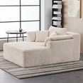 thumbnail image 2 of Leumius Oversized Chaise Lounge Chair Indoor,Corduroy Upholstered Boneless Sofa Bed,Modern Deep Seat Cloud Sofa Couch with Back Cushion and Pillows for Living Room, No Assembly Required,Beige, 2 of 10
