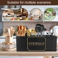 thumbnail image 4 of FUYGRCJ Kitchen Utensils Holder with 4 Compartments, 15.7 x 6.1 x 5.1inch Extra Large Wooden Utensil Organizer for Kitchen Countertop, Rustic Countertop Organizer for Cooking Tools, 4 of 12