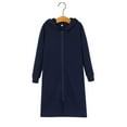 thumbnail image 2 of HNMKIU Toddler Girls Winter Hooded Home Dress Zippered Nightdress Comfortable Nightgown Girls Robe for Children Navy,13-14 Years, 2 of 9