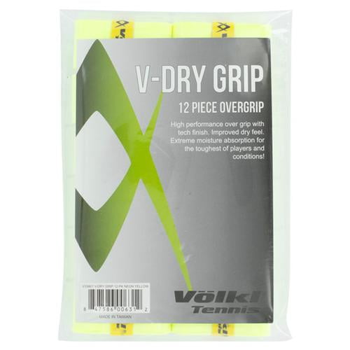 VOLKL V-Dry Grip | Overgrip | High Performance Tennis Grip (Neon Yellow, 12 pack)