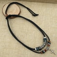 thumbnail image 5 of ZPAQI Vintage Tribal Boho Leather Necklace Hipppie Double Layer Cross Beaded Necklace, 5 of 7