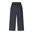 thumbnail image 6 of Women's Wide Leg Capri Pants Stretch High Waisted Summer Office Work Casual Yoga Dress Cropped Pants with Pockets Navy, 6 of 7