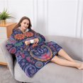 thumbnail image 5 of Oversized Wearable Blanket Hoodie,Multicolor Ethnic Paisley Pattern Sherpa Blanket Hoodie with Super Pockets,Super Warm Fuzzy Pullover for Women & Men, 5 of 6