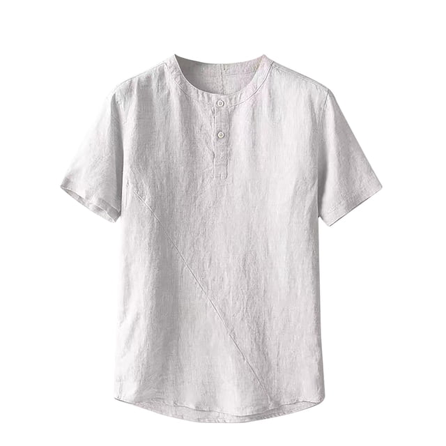 Gspmoly Chemises pour Hommes, Chemises d'Été Décontractées Unies Ajustées à Manches Courtes à Col Rond pour Hommes Haut Offres Prime