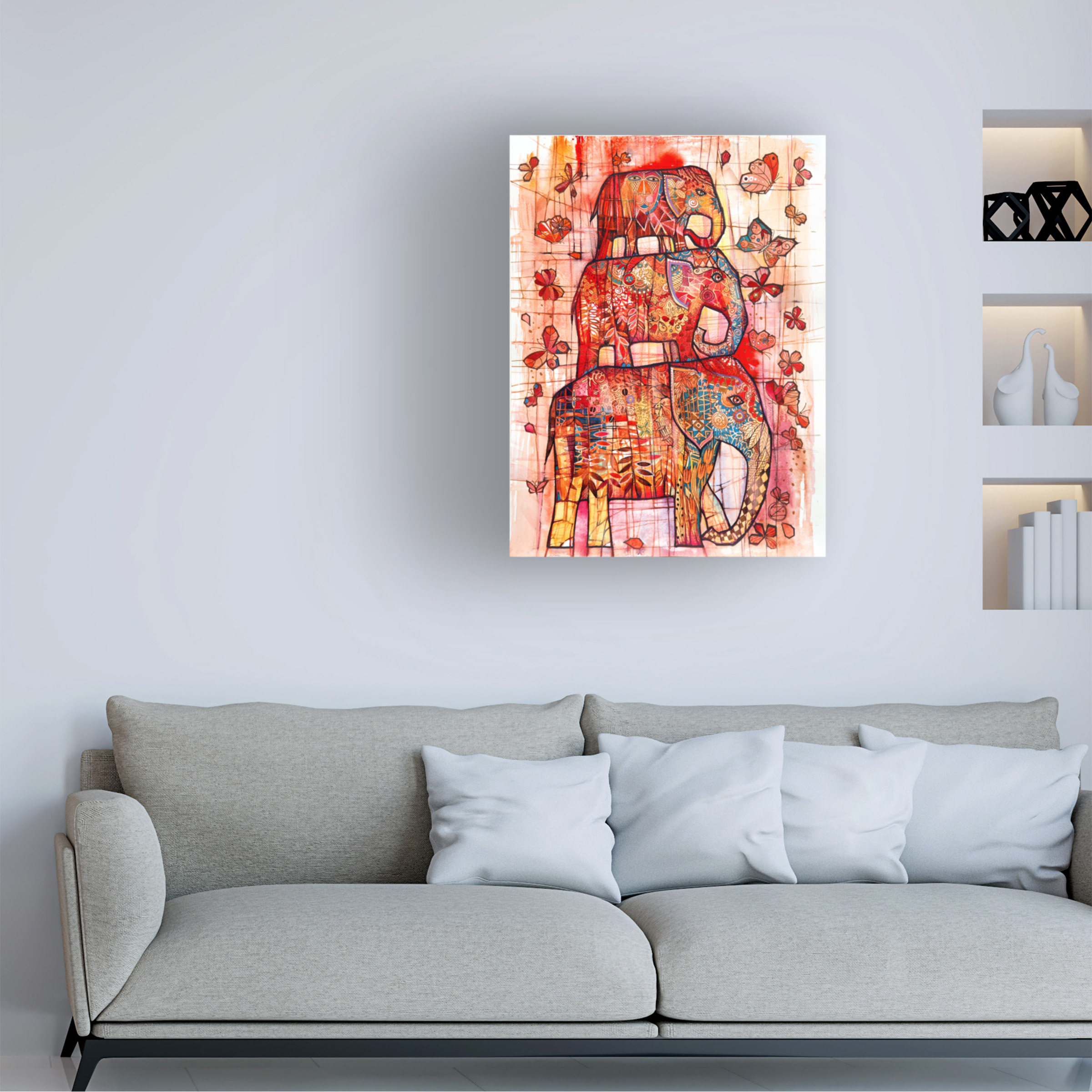 Trademark Fine Art 'Three Elephants' Canvas Art by Oxana Ziaka