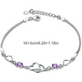 thumbnail image 2 of 925 pulsera de plata ajustable brazalete pulseras de corazón para las mujeres niñas Cubic Zirconia piedra de nacimiento 1pc, 2 of 3