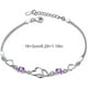 thumbnail image 2 of 925 pulsera de plata ajustable brazalete pulseras de corazón para las mujeres niñas Cubic Zirconia piedra de nacimiento 1pc, 2 of 3