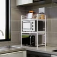 thumbnail image 6 of Microwave Oven Rack, Expandable Microwave Stand Countertop Kitchen Utensils Tableware Storage, Carbon Steel Over Microwave Shelf Countertop 3 Tier with 3 Hooks, 6 of 14