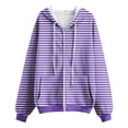 thumbnail image 3 of Women's Casual Fashion Style Autumn/Winter Striped Print Zipper Pocket Top Hoodie Long Loose Sweatshirts Women Woman's Zip Hoodie Zip up Womens Sweatshirt Womens Hooded Sweatshirts Pullover Small, 3 of 4