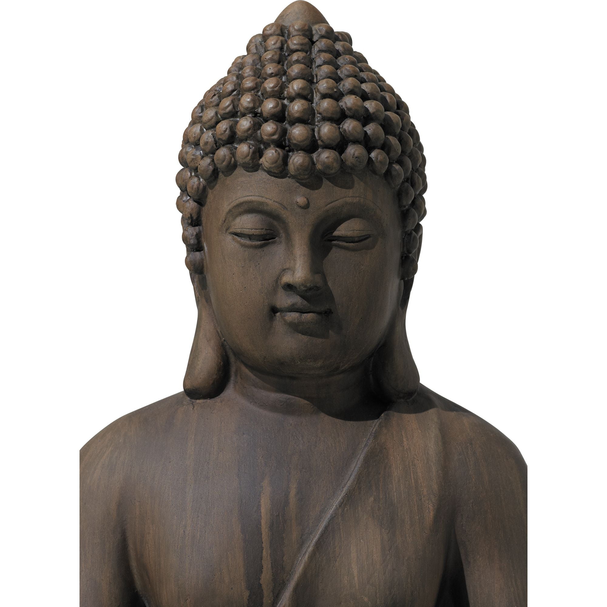 John Timberland Sitting Buddha Statue Sculpture Zen Asian Decor Outdoor Garden Yard Dark Sandstone Faux Stone Finish 29 1/2" High