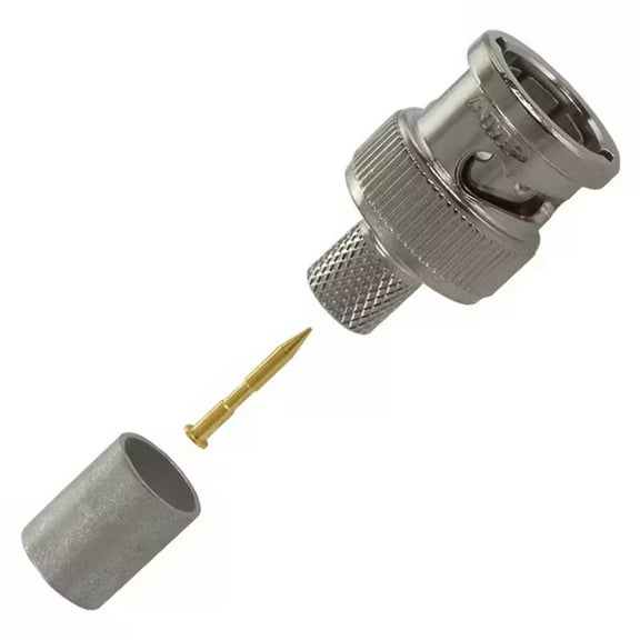 221185-5 Connector Plug, BNC Male Pin 75Ohm Free Hanging (In-Line) Crimp