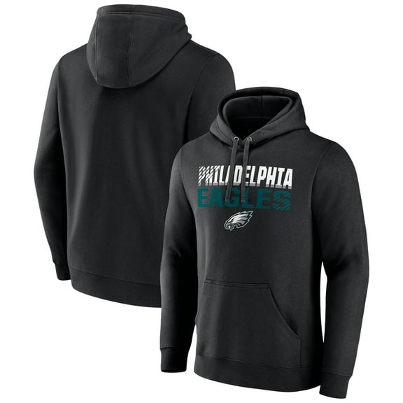 Men's Black Philadelphia Eagles Team Fade Out Fitted Pullover Hoodie