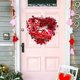 thumbnail image 4 of Decoración del hogar, decoración de la habitación, decoración de la pared Corona de San Valentín de 15 pulgadas con lazo y corazón para puerta de entrada, decoración del día de San Valentín, suministr, 4 of 7
