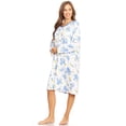 thumbnail image 3 of Lati Fashion Women Nightgown Sleepwear Pajamas Female Long Sleeve Sleep Dress Nightshirt Blue L, 3 of 4