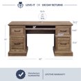 thumbnail image 5 of BELLEZE Modern Executive Home Office Computer Desk - Rhudi (Rustic Oak), 5 of 7