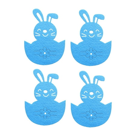 

FeiraDeVaidade 4Pcs Easter Party Cutlery Holder Easter Bunny Napkin Rings Cutlery Pouch Spring Easter Party Tableware Decoration