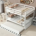 thumbnail image 3 of Harper & Bright Designs Detachable Bunk Bed Full Over Full with Trundle, Wood Twin Size Bunk Bed Frame with Ladder and Guardrail, Separate into 2 Full Beds, White, 3 of 12