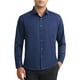 thumbnail image 1 of CAMISAS DE VESTIR MASCULINAS SÓLIDAS DE MANGA LARGA AJUSTE REGULAR FORMAL NEGOCIOS CAMISAS DE BOTONES FORMAL L AZUL MARINO, 1 of 5