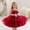 Red, variant on CIAKGIAF Girls for Dresses Crew Neck Mesh Fluffy Princess Pleated Bow Sleeveless Dresses Hot Pink for 3-4Years