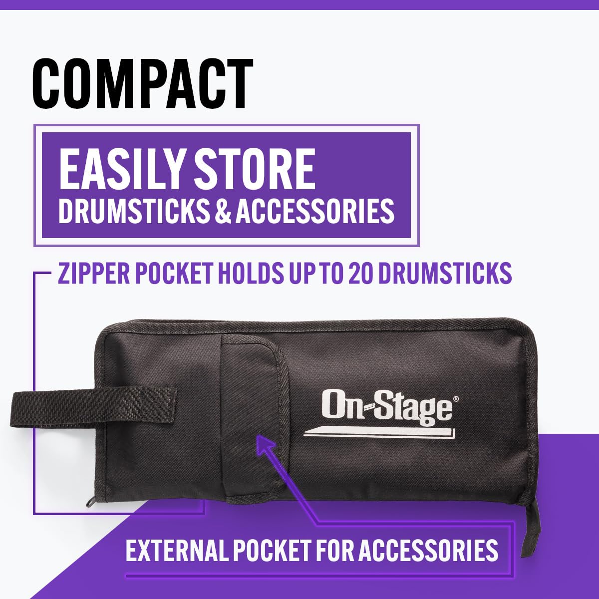 On-Stage Student Percussion Kit - Maple Drumsticks, Rubber Mallets, Chrome-Plated Drum Key, Educational Poster, Three-Pocket Bag