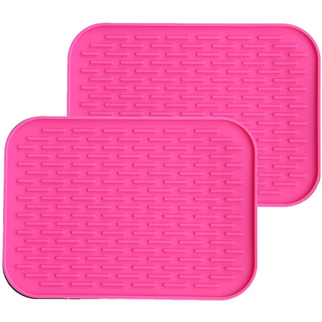 DAMAIE 2 Pcs Tapis en Silicone pour Sécher la Vaisselle Tapis Résistant à la Chaleur et Résistant à la Chaleur Nettoyage Facile Va au Lave-Vaisselle Écologique