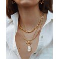 thumbnail image 6 of CANEVINKA 18K Gold Plated Paperclip Link Chain Necklace Baroque Pearl Pendant Necklace Dainty Handmade Stacked Jewelry for Women, 6 of 7