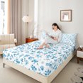 thumbnail image 4 of Manfeicountry Flowerl Bed Sheets,Rustic Plant Flower King Sheets,White Blue Sheet Set For Girls Kids,Super Cozy Room Decor,4pcs, 4 of 7