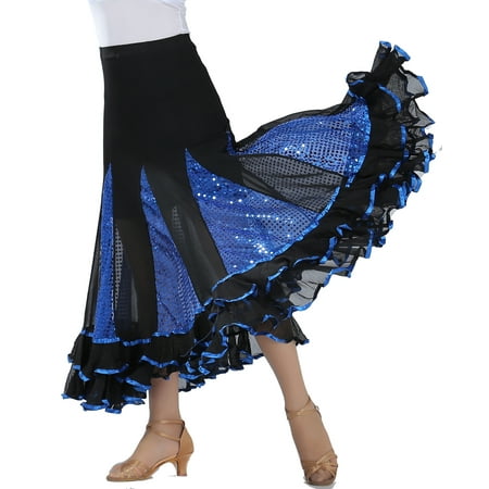 Long A-line Modern Dance Practice Ballroom Clothes Skirts Gown Practice Skirts