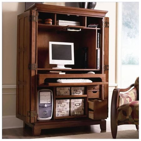 Riverside American Crossings Computer Armoire - Fawn Cherry