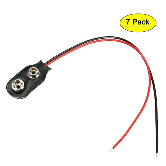 Uxcell DC 9V Battery Clip I-Type Connector 5.7" Long Wire 7 Pack