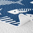 thumbnail image 5 of Manfei Fish Skeleton Quilt King, Marine Sealife King Coverlet Set, Navy Blue White, 3 Pieces, 1 Bedspread and 2 Pillowcases, 5 of 7