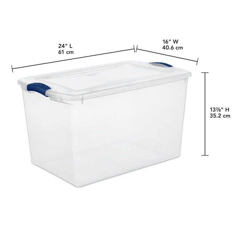 Sterilite 66 Quart Clear Plastic Latching Handle Storage Container