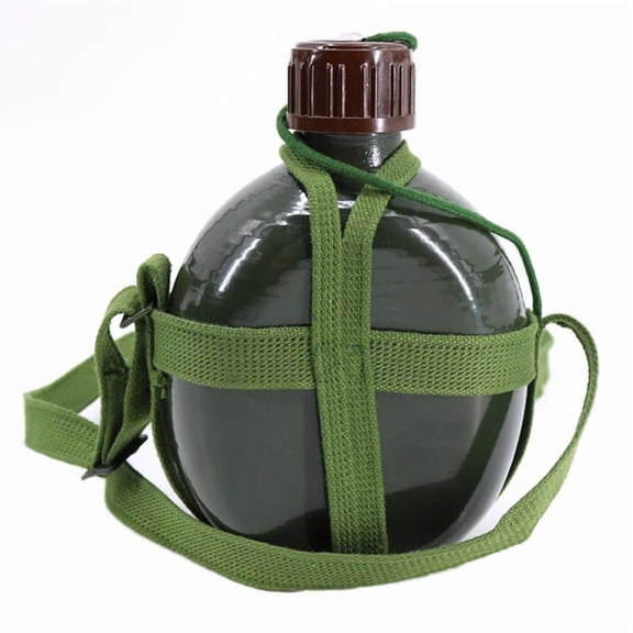 Original Type 87 Canteen, Aluminum Water Flask with Adjustable Shoulder Strap, Surplus Kettle for Outdoor Camping and Hiking, Leak Proof Food Grade Coating
