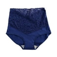 thumbnail image 2 of harmtty Women Underpants High Waist Solid Color Quick-drying Slim Anti-shrink Shaping Lace Tight Waist Tummy Control Women Panties Intimate Clothes,Blue, 2 of 8