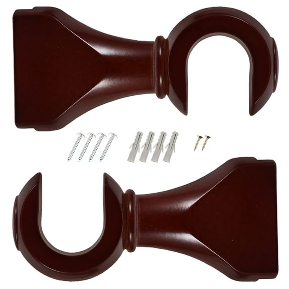 LAMIRO 2pcs Wooden Curtain Rod Brackets Heavy Duty Curtain Rod Holders Wood Curtain Rod Holders