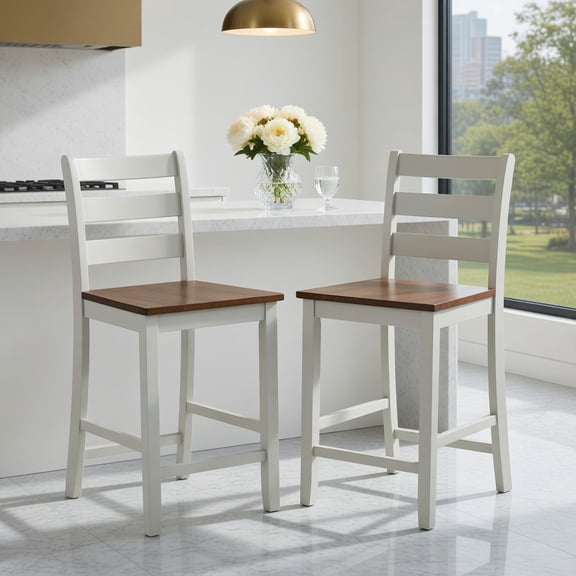 Resenkos Set of 2 Counter Bar Stool with Inclined Backrest and Footrest-Gray, Bar Height Stools, Bar Stools for Kitchen Island for Kitchen, Dining Room