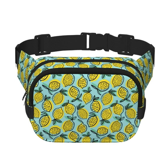 Fuzoiu Lemon Print Unisex Square Double Layer Waist Bag,Crossbody Fanny Pack Travel Workout Accessory
