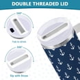 thumbnail image 3 of Yayeee 30oz Stainless Steel Tumbler with Straw and Handle Double-Wall Insulated Travel Water Bottle, Navy Blue Anchors Pattern, 3 of 8