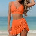 thumbnail image 2 of ClodeEU Women's Drawstring Skirted Bikini Set ,Fashion Sexy Two Piece Swimsuit Orange,Womens Plus L, 2 of 7
